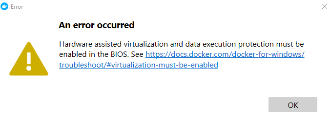 Docker desktop BIOS error