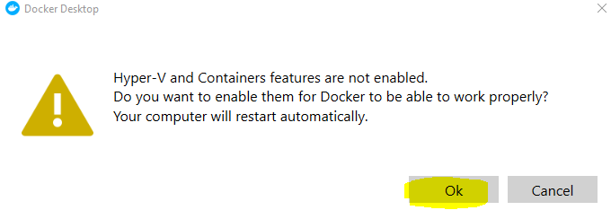 Docker desktop enable Hyper-V